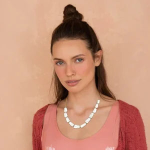 Collar Perla Barroca Geométrico Acero | Libélula Nocturna