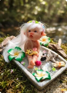 Figura de hada hecha a mano estilo cottagecore modelada artesanalmente